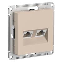 Розетка компьютерная 2-м AtlasDesign RJ45+RJ45 кат.5E механизм песочн. SE ATN001285 - УПС инжиниринг