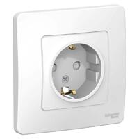 Розетка 1-м СП Blanca 16А IP20 250В с заземл. защ. шторки бел. SE BLNRS001111 - УПС инжиниринг