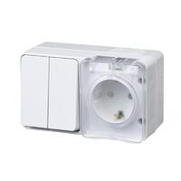 Блок ОП AtlasDesign Profi54 (розетка 16А 250В с заземл. защ. шторки + 2-кл. выкл. 10А) IP54 бел. SE ATN540174 - УПС инжиниринг