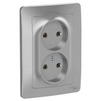 Розетка 2-м СП Blanca 16А IP20 250В без заземл. без защ. шторок алюм. SE BLNRS000023 - УПС инжиниринг