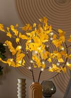 Ветвь гинкго имитация 90см 32LED тепл. бел. IP44 6ч таймер провод корич. 50см КОСМОС KOC_INT-B130 - УПС инжиниринг