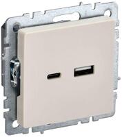 Розетка BRITE USB A+C 18Вт РЮ11-1-БрКр механизм беж. IEK BR-U22-018-K10 - УПС инжиниринг