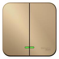 Выключатель 2-кл. ОП Blanca 10А IP20 (сх. 5) 250В с подсветкой с изолир. пластиной титан SE BLNVA105114 - УПС инжиниринг