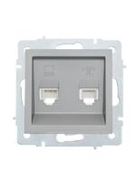 Розетка компьютерная + телефонная 2-м СП Vesna механизм платина LEZARD 742-3588-143 - УПС инжиниринг
