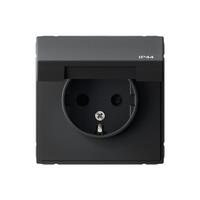 Розетка ArtGallery 16А IP44 с заземл. защ. шторки с крышкой механизм карбон SE GAL441046 - УПС инжиниринг