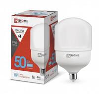 Лампа светодиодная высокомощная LED-HP-PRO 50Вт цилиндр 6500К холод. бел. E27 4750лм 230В с адаптером E40 IN HOME 4690612031125 - УПС инжиниринг