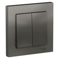 Выключатель 2-кл. СП AtlasDesign 10А IP20 (сх. 5) 10AX в сборе сталь SE ATN000952 - УПС инжиниринг