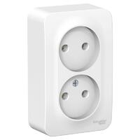 Розетка 2-м ОП Blanca 16А IP20 250В без заземл. без защ. шторок с изолир. пластиной бел. SE BLNRA000211 - УПС инжиниринг