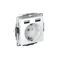 Розетка 1-м СП AtlasDesign 16А IP20 с 2-мя заряд. устройствами USB тип A+A 5В/2.4А 2х5В/1.2А механизм бел. SE ATN000130 - УПС инжиниринг