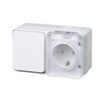 Блок ОП AtlasDesign Profi54 (розетка 16А 250В с заземл. защ. шторки + 1-кл. выкл. 10А) IP54 бел. SE ATN540170 - УПС инжиниринг