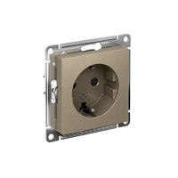 Розетка 1-м СП AtlasDesign 16А IP20 с заземл. защ. шторки механизм шампань SE ATN000545 - УПС инжиниринг