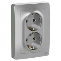 Розетка 2-м СП Blanca 16А IP20 250В с заземл. без защ. шторок алюм. SE BLNRS001023 - УПС инжиниринг