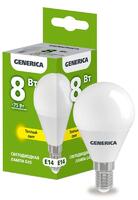 Лампа светодиодная G45 8Вт шар 3000К E14 230В GENERICA LL-G45-08-230-30-E14-G - УПС инжиниринг