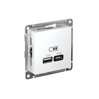 Розетка USB AtlasDesign тип A+C 5В/2.4А 2х5В/1.2А механизм бел. SE ATN000139 - УПС инжиниринг