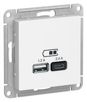 Розетка USB AtlasDesign тип A+C 5В/2.4А 2х5В/1.2А механизм бел. SE ATN000139 - УПС инжиниринг