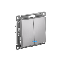 Выключатель 2-кл. СП AtlasDesign 10А IP20 (сх. 5а) 10AX с подсветкой механизм алюм. SE ATN000353 - УПС инжиниринг