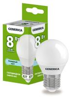 Лампа светодиодная G45 8Вт шар 6500К E27 230В GENERICA LL-G45-08-230-65-E27-G - УПС инжиниринг