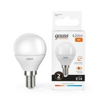 Лампа светодиодная Elementary 6Вт P45 шар 3000К тепл. бел. E14 420лм GAUSS 53116 - УПС инжиниринг