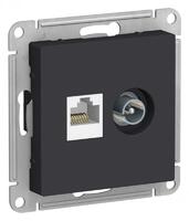 Розетка компьютерная + телевизионная 2-м AtlasDesign RJ45 кат.5E + TV механизм карбон SE ATN001089 - УПС инжиниринг