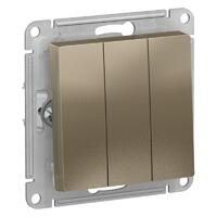 Выключатель 3-кл. СП AtlasDesign 10А IP20 (сх. 1+1+1) 10AX механизм шампань SE ATN000531 - УПС инжиниринг
