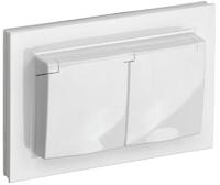 Розетка 2-м СП BRITE РСбш12-3-44-БрБ 16А в сборе IP44 с крышкой бел. IEK BR-R26-16-44-K01-F - УПС инжиниринг