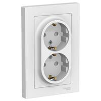 Розетка 2-м СП AtlasDesign 16А IP20 с заземл. защ. шторки в сборе бел. SE ATN000126 - УПС инжиниринг