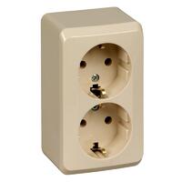 Розетка 2-м ОП Этюд 16А IP20 250В с заземл. без защ. шторок крем. SE PA16-007K - УПС инжиниринг