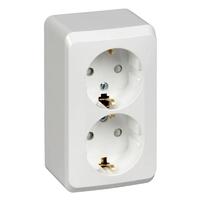 Розетка 2-м ОП Этюд 16А IP20 250В с заземл. защ. шторки бел. SE PA16-008B - УПС инжиниринг