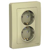 Розетка 2-м СП Blanca 16А IP20 250В с заземл. защ. шторки беж. SE BLNRS001127 - УПС инжиниринг