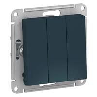 Выключатель 3-кл. СП AtlasDesign 10А IP20 (сх. 1+1+1) 10AX механизм изумруд SE ATN000831 - УПС инжиниринг