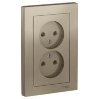 Розетка 2-м СП AtlasDesign 16А IP20 без заземл. в сборе шампань SE ATN000520 - УПС инжиниринг