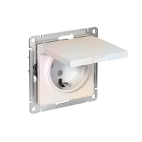 Розетка 1-м СП AtlasDesign 16А IP20 с заземл. защ. шторки с крышкой механизм жемчуж. SE ATN000446 - УПС инжиниринг