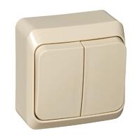 Выключатель 2-кл. ОП Этюд 10А IP20 с подсветкой крем. SE BA10-006K - УПС инжиниринг