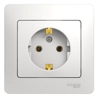 Розетка 1-м СП Glossa 16А IP20 с заземл. в сборе бел. SE GSL000142 - УПС инжиниринг