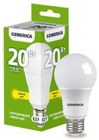 Лампа светодиодная A60 20Вт грушевидная 3000К E27 230В GENERICA LL-A60-20-230-30-E27-G - УПС инжиниринг