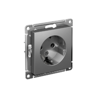 Розетка 1-м СП AtlasDesign 16А IP20 с заземл. механизм сталь SE ATN000943 - УПС инжиниринг