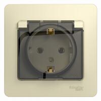 Розетка 1-м СП Glossa 16А IP20 с заземл. защ. шторки с крышкой в сборе беж. SE GSL000246 - УПС инжиниринг