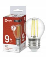 Лампа светодиодная LED-ШАР-deco 9Вт шар прозрачная 4000К нейтр. бел. E27 1040лм 230В IN HOME 4690612026282 - УПС инжиниринг