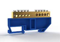 Шина нулевая на DIN-изоляторе 8х12мм 10 отвер. латунь TOKOV ELECTRIC TKE-BCB-812-10-DIN/N - УПС инжиниринг