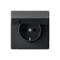 Розетка ArtGallery 16А IP20 с заземл. со шторками с крышкой быстрозажим. клем. механизм карбон SE GAL001046S - УПС инжиниринг