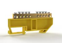 Шина PE "земля" на DIN-изоляторе 6х9мм 10 отвер. латунь TOKOV ELECTRIC TKE-BCB-69-10-DIN/PE - УПС инжиниринг
