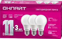 Лампа светодиодная 90 603 OLL-A60-11-230-4K-E27-PACK3 ОНЛАЙТ 90603 - УПС инжиниринг