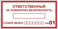 Наклейка "Ответственный за пожарную безопасность" B03 100х200мм PROxima EKF an-4-05 - УПС инжиниринг