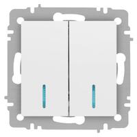 Выключатель 2-кл. СП Accent 6-105-01М 10А IP20 250В с подсветкой AL/CU бел. матов. Intro Б0063507 - УПС инжиниринг