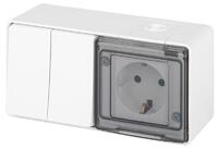 Блок розетка с выключателем Эксперт 11-7502-01 двойн. IP55 16A(10AX)-250В ОУ белый Эра Б0063270 - УПС инжиниринг