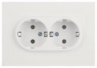Розетка 2-м СП Accent 6-205-01М 16А IP20 250В 2P+E Schuko AL/CU бел. матов. Intro Б0063487 - УПС инжиниринг