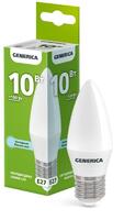 Лампа светодиодная C35 10Вт свеча 6500К E27 230В GENERICA LL-C35-10-230-65-E27-G - УПС инжиниринг