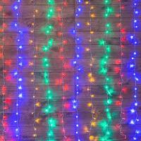 Гирлянда светодиодная "Светодиодный Дождь" 3х2м 240LED мультиколор 12Вт 230В IP20 свечение с динамикой провод прозр. Neon-Night 235-098 - УПС инжиниринг