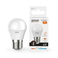 Лампа светодиодная Elementary 8Вт P45 шар 3000К тепл. бел. E27 520лм GAUSS 53218 - УПС инжиниринг