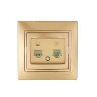 Розетка компьютерная + телефонная 2-м СП Mira RJ45 + RJ11 зол. метал. LEZARD 701-1313-143 - УПС инжиниринг